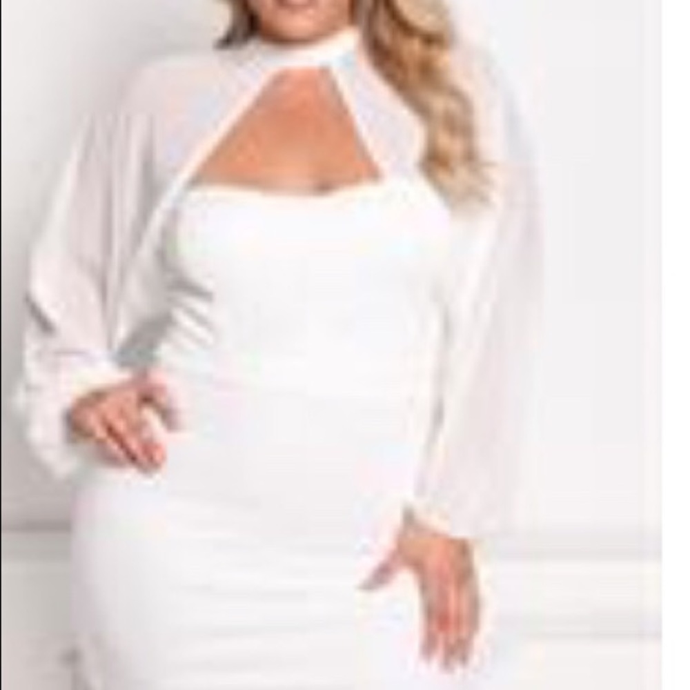 Plus size chiffon sleeve bodycon dress